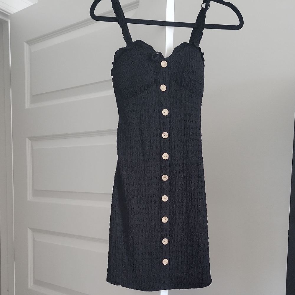 No Boundaries Black Sheath Mini Dress Sweetheart Neckline